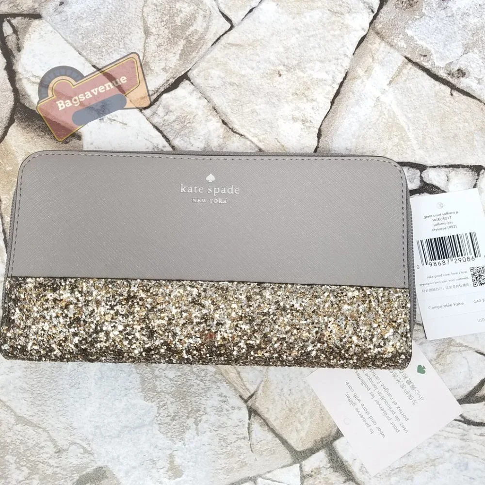 #bagsavenue pvc saffiano greta court neda Grey wallet cityscape Kate Spade - Picture 2 of 10